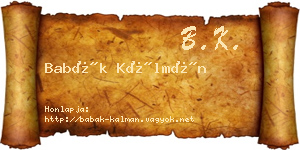 Babák Kálmán névjegykártya