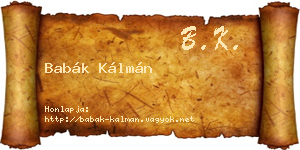 Babák Kálmán névjegykártya